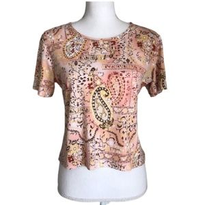 HOROSKOP crop top short sleeved paisley